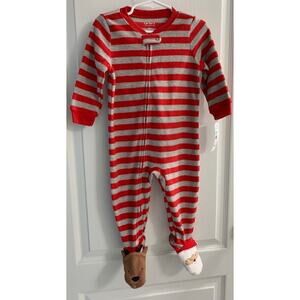 **NWT** Carter's Toddler Boys' Long Sleeve Christmas Fleece Footed Pajama  - 18M
